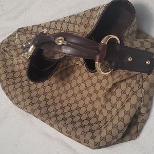 Gucci hobo ebony GG  Canvas horsebit large